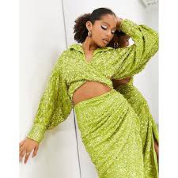 ASOS edition slouchy  sequin wrap TOP ONLY size UK12/US8 - Picture 2 of 4